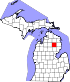 Map of Michigan highlighting Oscoda County.svg