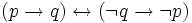 (p\rightarrow q)\leftrightarrow(\neg q\rightarrow \neg p)