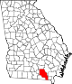 Округ Клинч на карте штата.