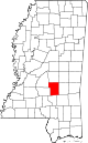 Округ Смит на карте штата.