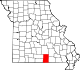 A state map highlighting Howell County in the southern part of the state.