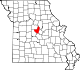 A state map highlighting Moniteau County in the middle part of the state.