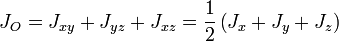 ~J_O=J_{xy}+J_{yz}+J_{xz}=\frac{1}{2}\left(J_x+J_y+J_z\right)