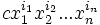 c x_1^{i_1}x_2^{i_2}...x_n^{i_n}