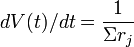 dV(t)/dt = \frac{1}{\Sigma r_j}