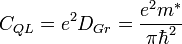 C_{QL} = e^2D_{Gr} = \frac{e^2m^*}{\pi\hbar^2}