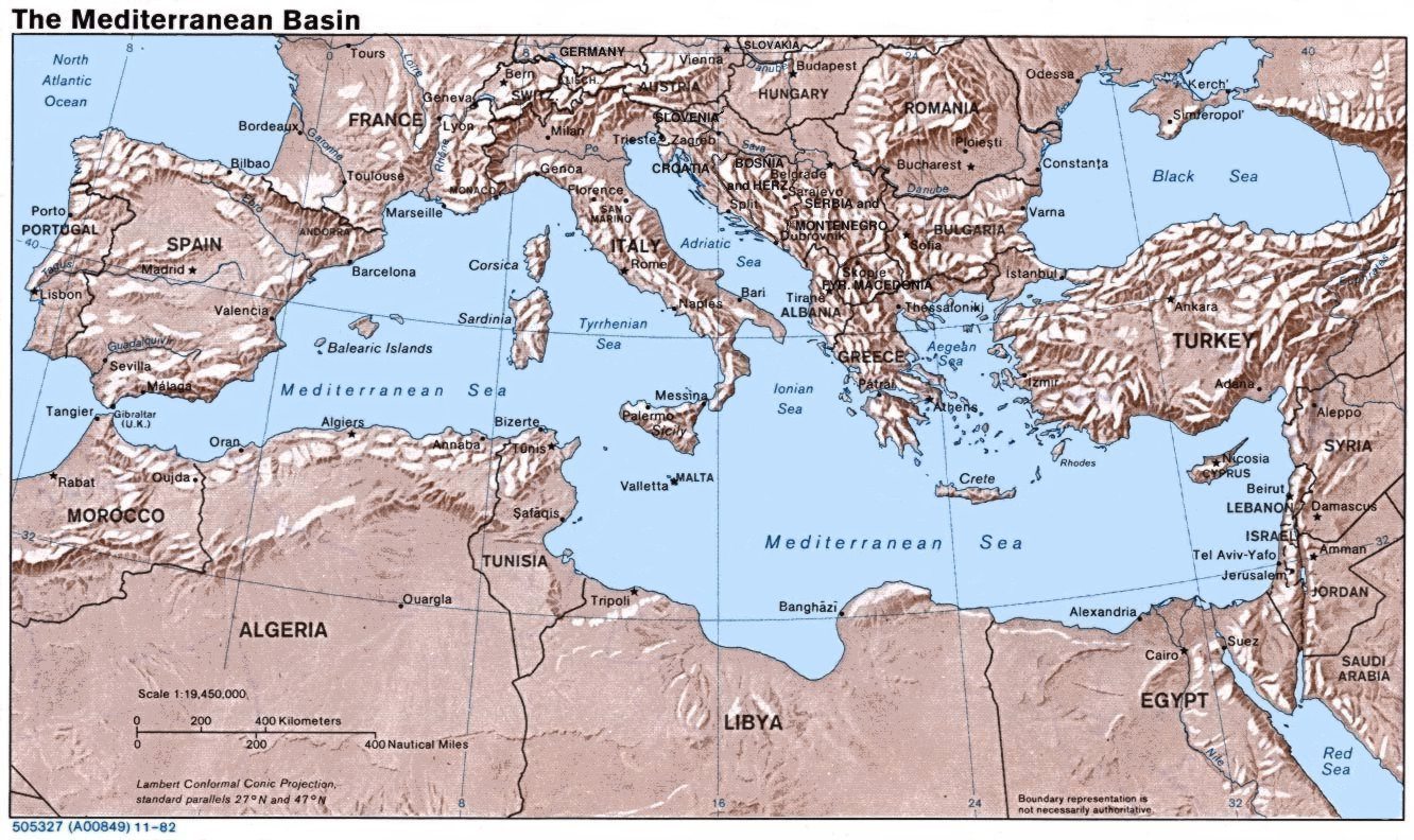 Средиземное море карта