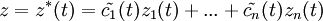 z = z^*(t) = \tilde{c_1}(t)z_1(t) + ... + \tilde{c_n}(t)z_n(t)