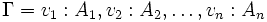 \Gamma = v_{1} : A_{1}, v_{2} : A_{2}, \ldots, v_{n} : A_{n}