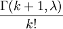\frac{\Gamma(k+1, \lambda)}{k!}\!